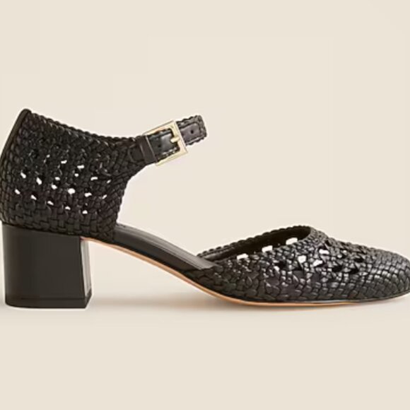 J Crew Mollie buckle-strap heels in woven leather - Picture 3 of 6